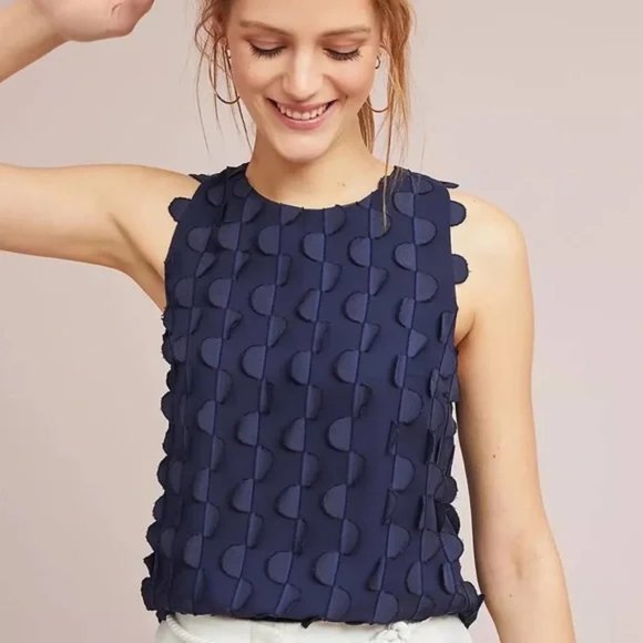 Anthropologie Maeve Scalloped Dimensional Blouse - Picture 1 of 9